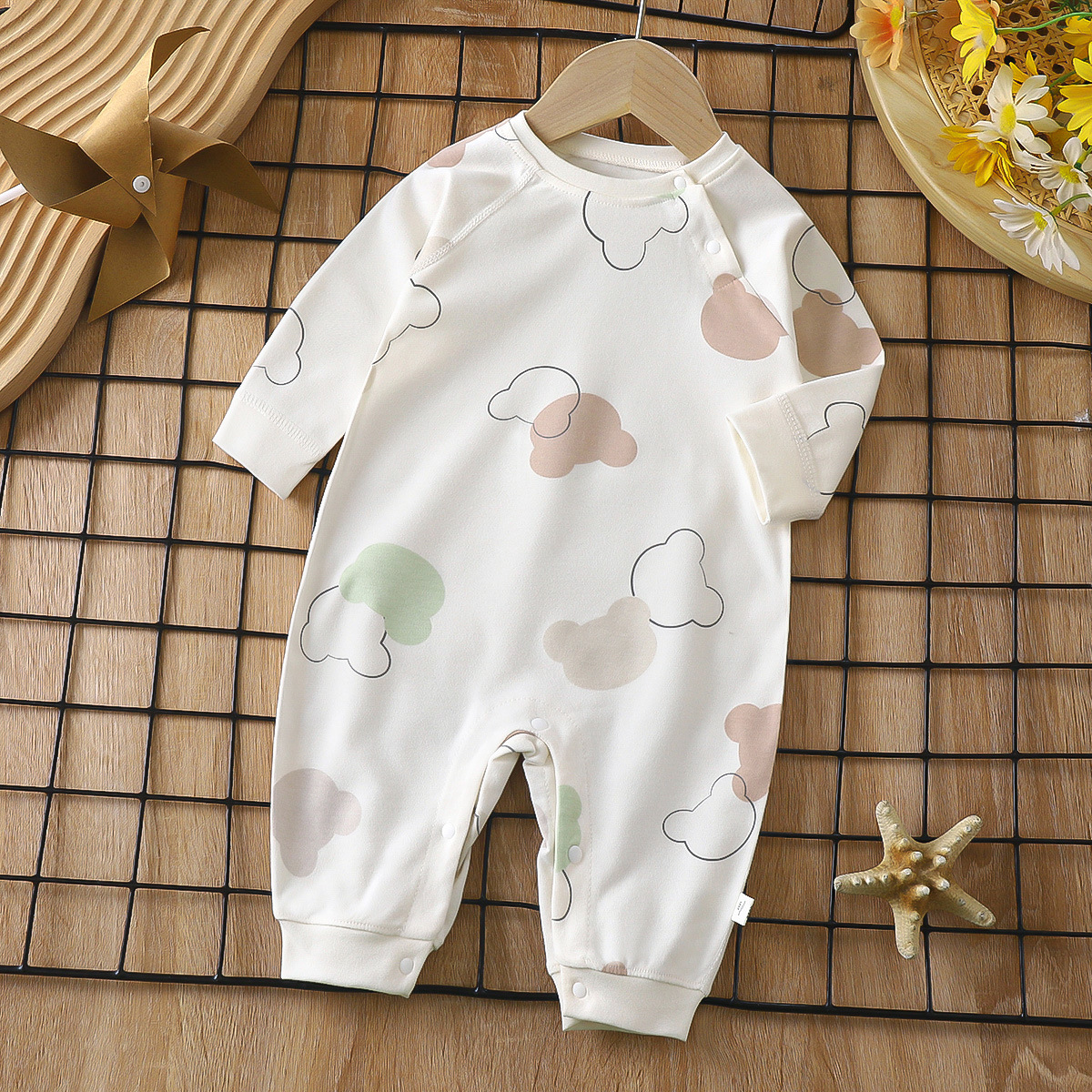 Baby Jumpsuit autumn and winter underwear spring and autumn pure cotton baby pajamas long sleeve romper boneless baby clothes Winter