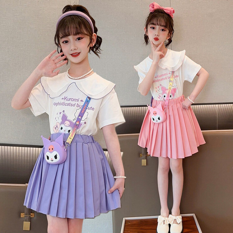 Girls' Summer suit 2024 New Children's Cute Fox Print Casual Children's Fashion Brand Girls' Two-piece Set
