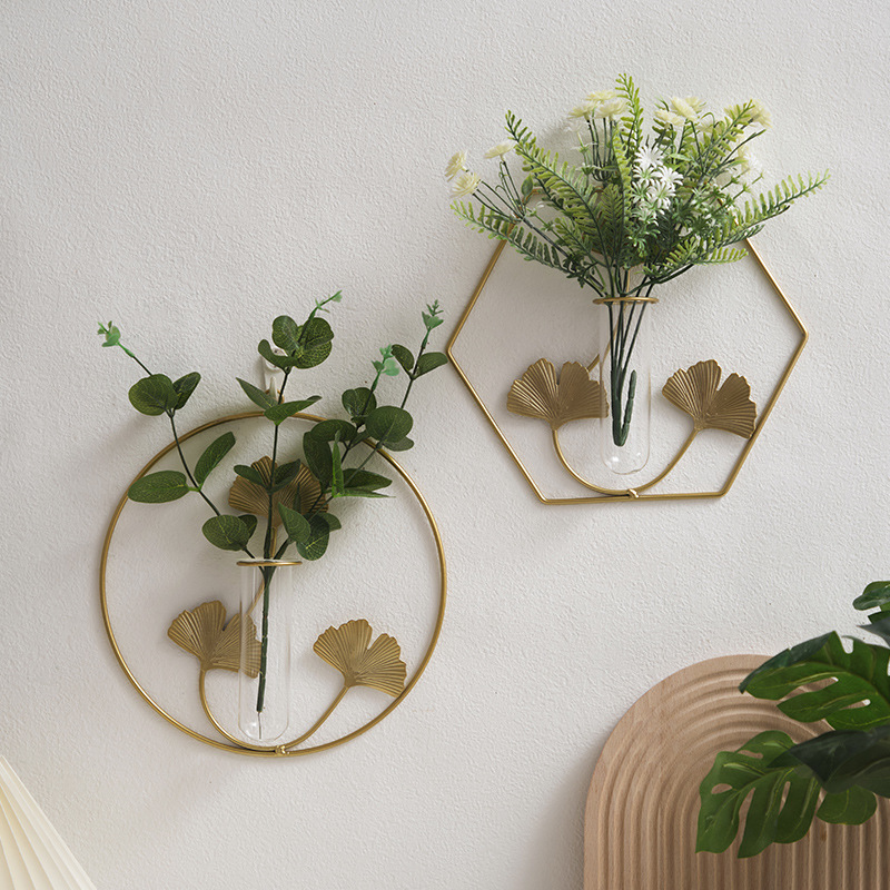 Iron ins Wall Dried Flower Vase Wall Hanging Wall Decorations Wall Decorations Pendant Home Living Room Background Wall Decorations