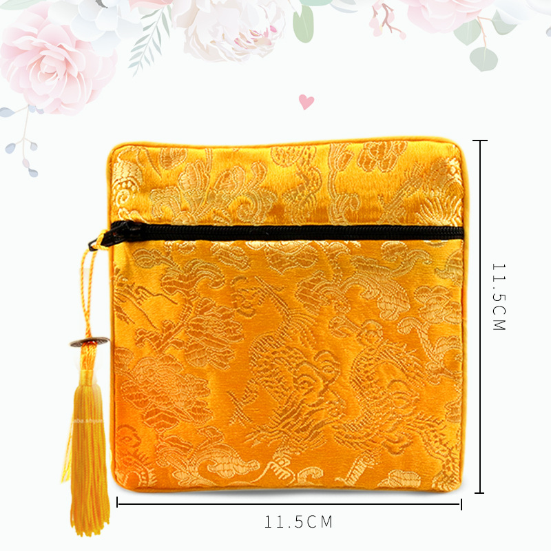 Vintage zipper bag jewelry bag handmade jewelry embroidery Double Brocade ring necklace earrings play storage bag