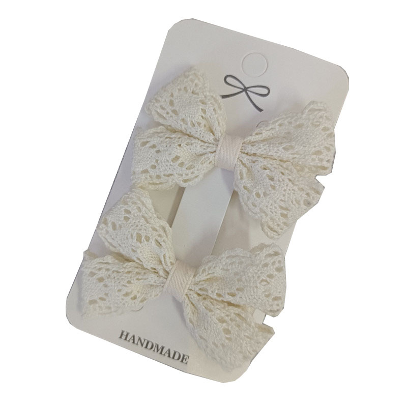 Autumn and Winter new Korean sweet children's hairpin milky white lace small bow clip side clip bangs clip