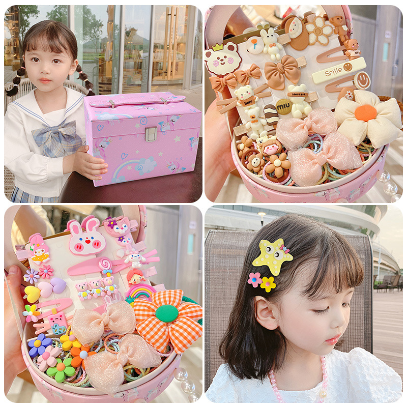 Children's Hair Accessories Gift Set Cute Little Girl's Hair Accessories Crown Hairpin Jewelry Box Girls' Storage Hairpin Hairpin Hairpin
