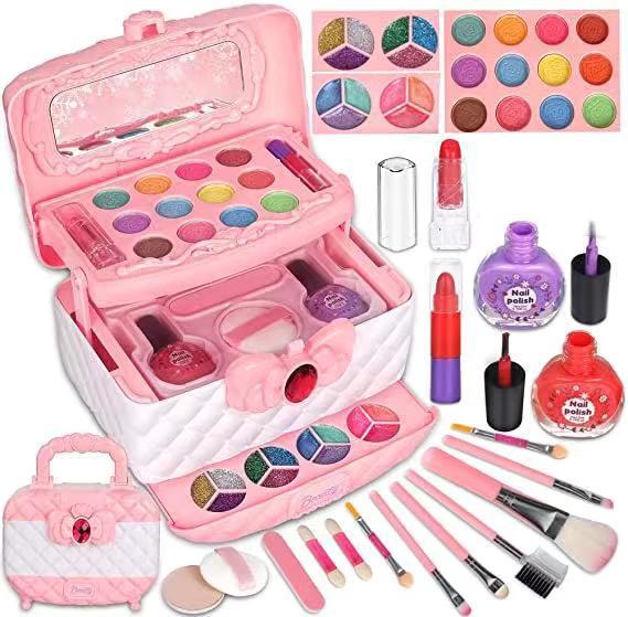 Cross-border children's cosmetics toys washable eye shadow lipstick nail polish house DIY makeup storage set