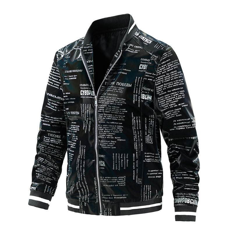 Amazon New Leather Men's Spring and Autumn Korean Trendy Letters Casual Baseball Suit Handsome Jacket Men's Jacket