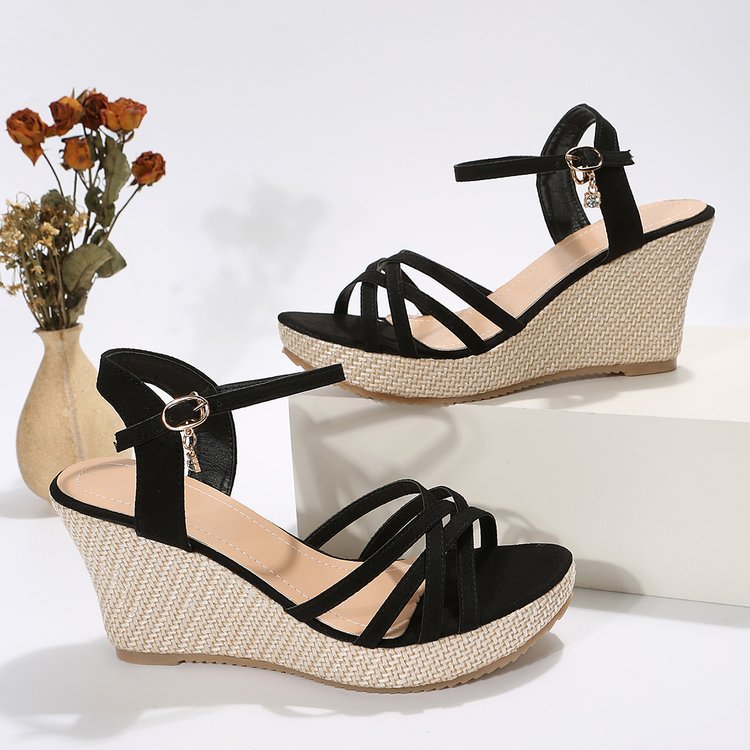 Platform high heel sandals women's 2023 fairy style summer New Fashion wedge heel shoes waterproof platform strap sandals wholesale