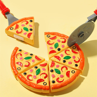 Factory wholesale simulation kitchen toy pizza set Children's Play House pizza knife and fork plate toy