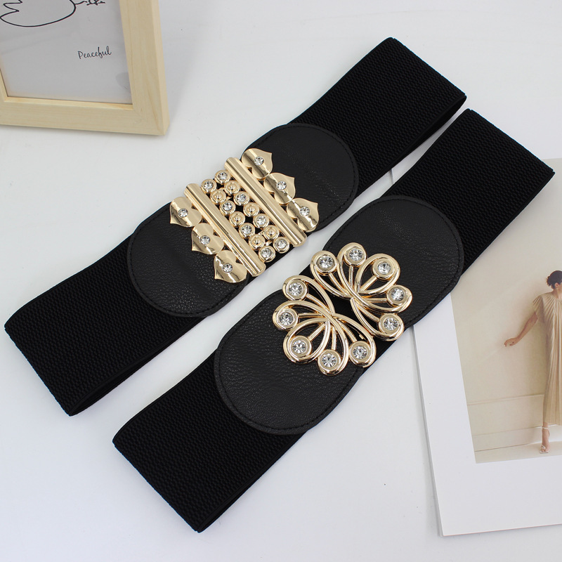 Wide Belt Women's Decorative Skirt Coat Waistband All-match Buckle Elastic Waist Cover Seven Available in Three Sizes