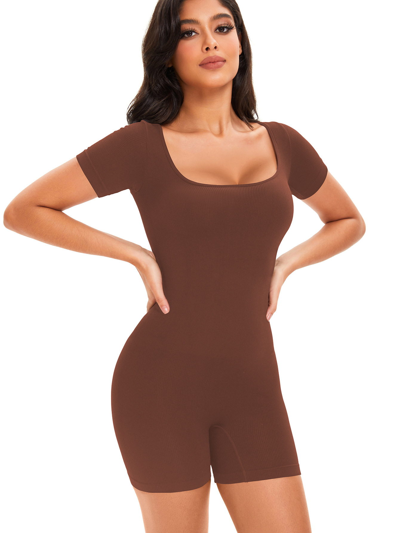 Cross-border plus size Body Shaping Women's Body Shaping Abdominal Seamless Short-sleeved Tunic Yoga Body Shaping European and American_voghion.com