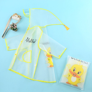 Baby Raincoat EVA Children Primary School Children Full Body Hat Cartoon Kindergarten Transparent Cute Poncho