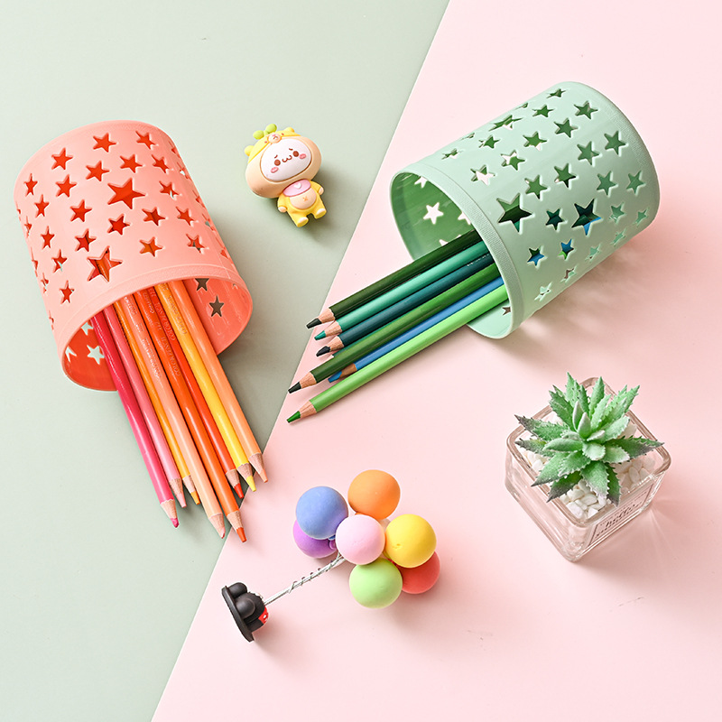 Creative Fashion Cute Pen Holder Korean Student Fresh Stars Desktop Office Storage Box Stationery Desktop Ornaments