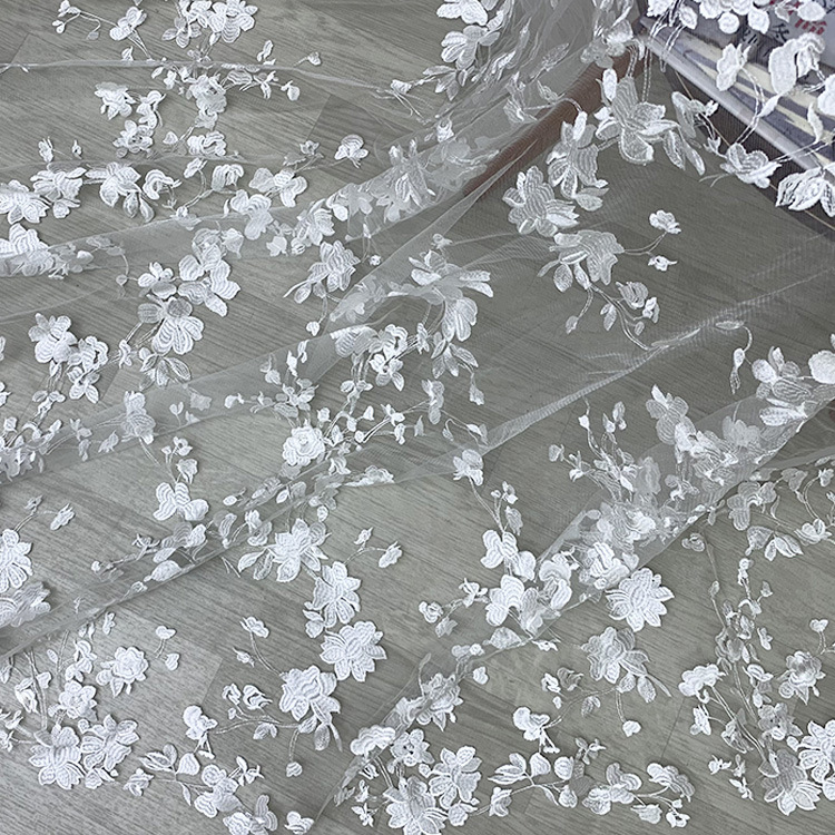 Exquisite Plant Pattern Lace Embroidered Fabric Fashion Skirt Lace Cheongsam Fabric Handmade diy Home Fabric