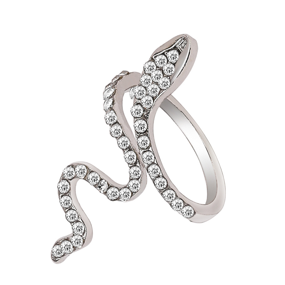 Hot Selling rhinestone snake ring female niche design cold style high-end open personality unique index ring fashion ring_voghion.com