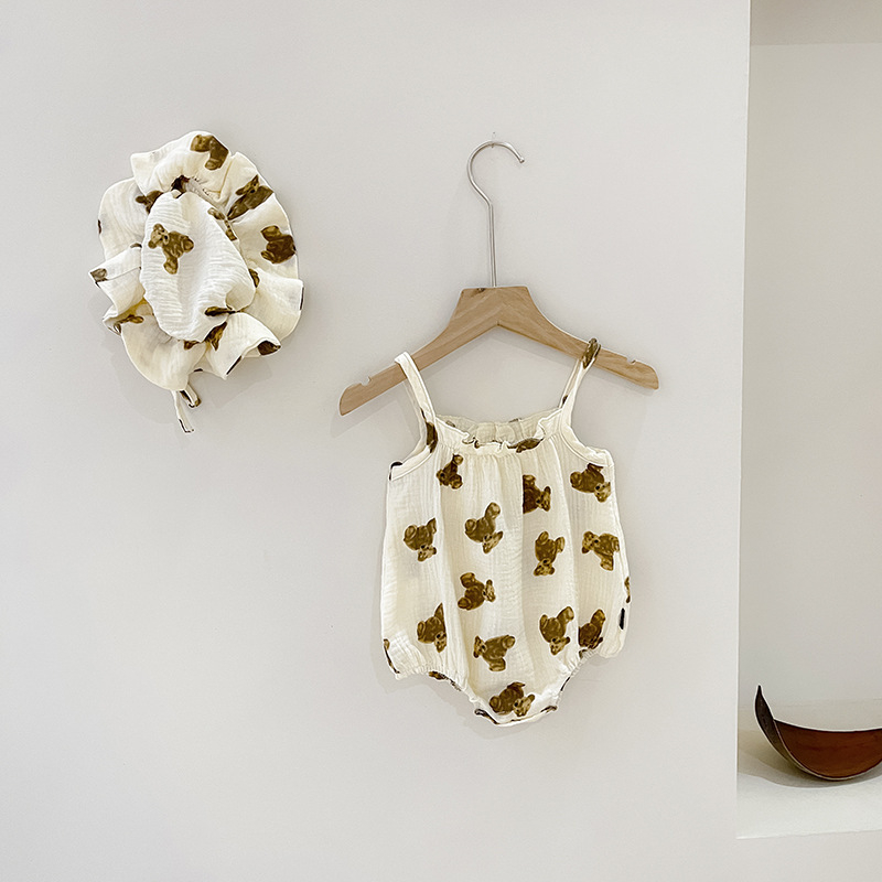 Ins Summer Korean-style New Baby Cute Bear Sling Men's and Women's Baby Bag Fart Climbing Wear Hat
