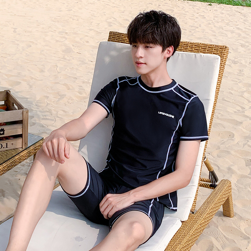 Couples Swimsuit New Split Skirt Swimsuit Women's Conservative Large Size Men's Pants Foreign Trade AliExpress Amazon