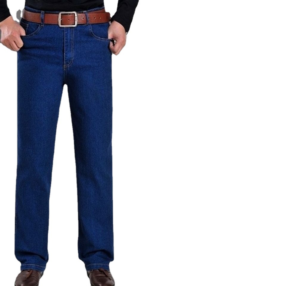 Middle-aged Men's Pants Cotton Jeans Loose Straight Thin Pants for Spring and Autumn Men's Large Size Casual Dad Pants