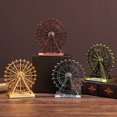 European Style Retro Zinc Alloy Ferris Wheel Model Decoration Creative Home Rotating Metal Decoration Ferris Wheel Decoration