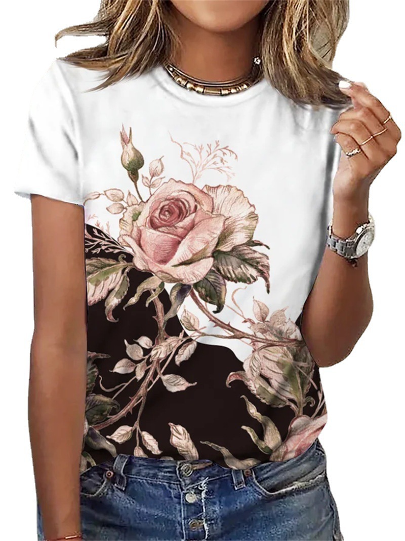2023 Summer Amazon Independent Station wish Cross-border Animal Pattern Printed Short-sleeved Round Neck T-shirt