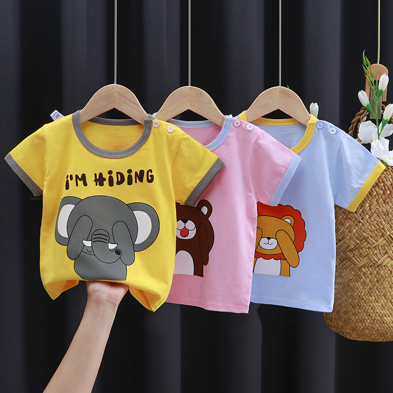 Children's T-shirt Children's Wear Short-sleeved Summer Cotton Men's Baby's Cartoon Top Girls' New Korean Style
