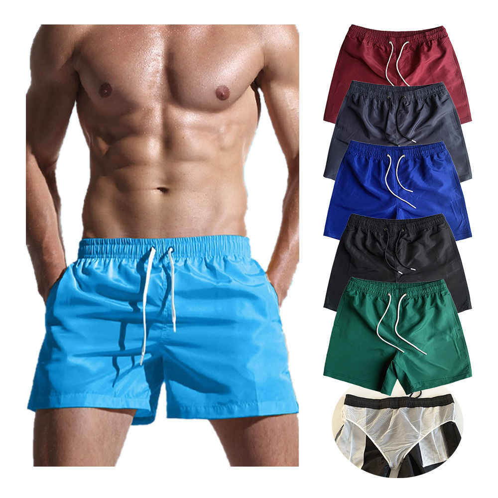 Three-point Pants Cross-border Men's Beach Lined Shorts Quick-drying Waterproof Surfing Swimming Trunks Non-elastic Polyester Shorts