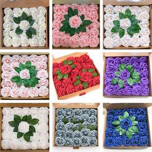Cross-border gift box foam pe roses 25/50 boxed artificial fake flowers wedding decoration holding flowers