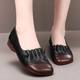 True Soft Leather Shoes Retro Flat Shoes for Mother 2024 Spring New Middle-aged and Old Women's Shoes Rubber Soft Shoes