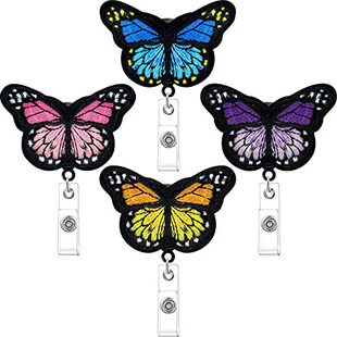 Spot Color Butterfly telescopic buckle felt fabric badge butterfly telescopic badge easy to pull documents
