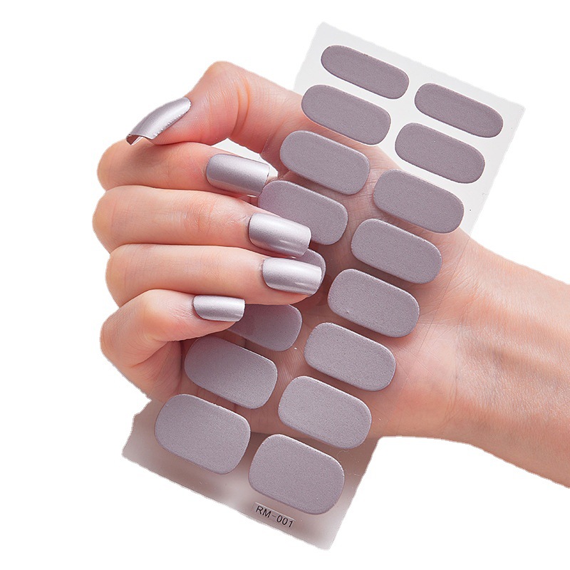 New metal texture nail stickers full stickers 16 stickers chessboard grid nail stickers baking lamp-free Cross mirror wholesale