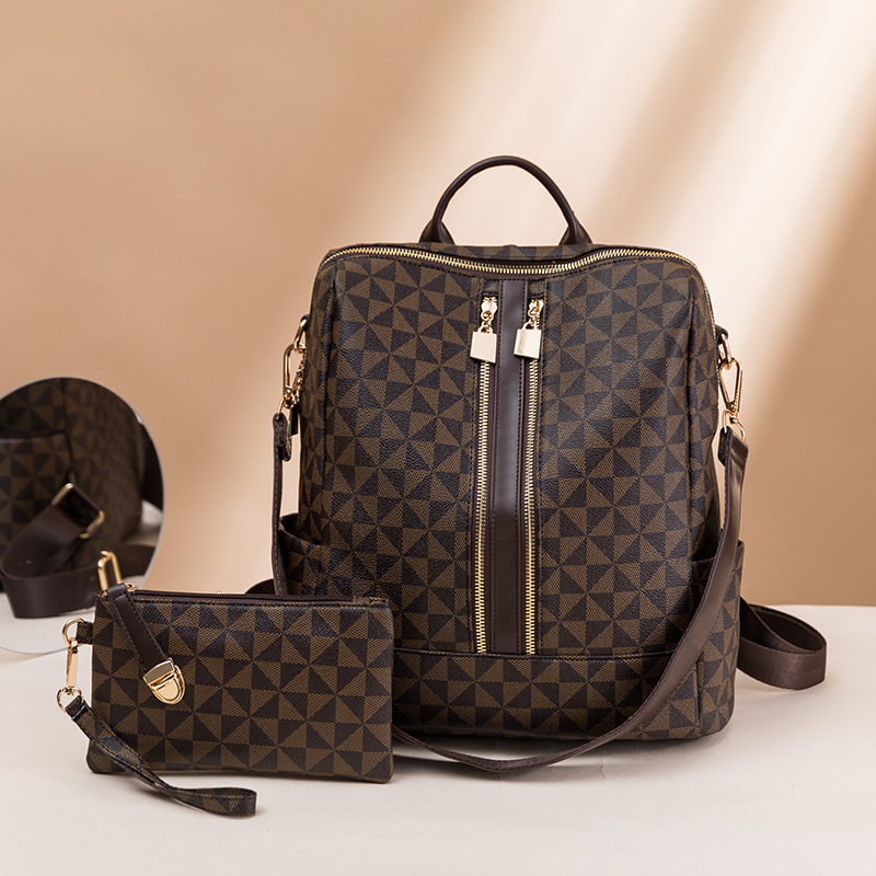 Fashion Printed Backpack Women's New 2023 Korean-style Large Capacity Retro Anti-theft Backpack Multi-use Casual Travel Bag
