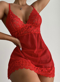 European and American foreign trade manufacturers wholesale new sexy and comfortable hollow lace women's sexy pajamas dress set