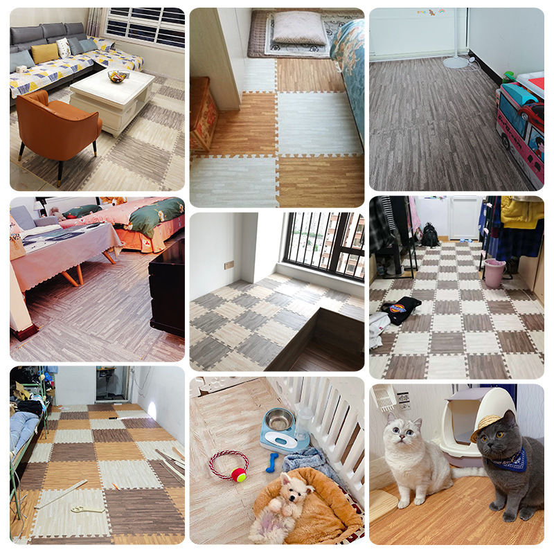 Wood Grain Foam Floor Mat Splicing Crawling Mat Flooring Foam Mat Bedroom Mat Carpet Home Puzzle Climbing Mat