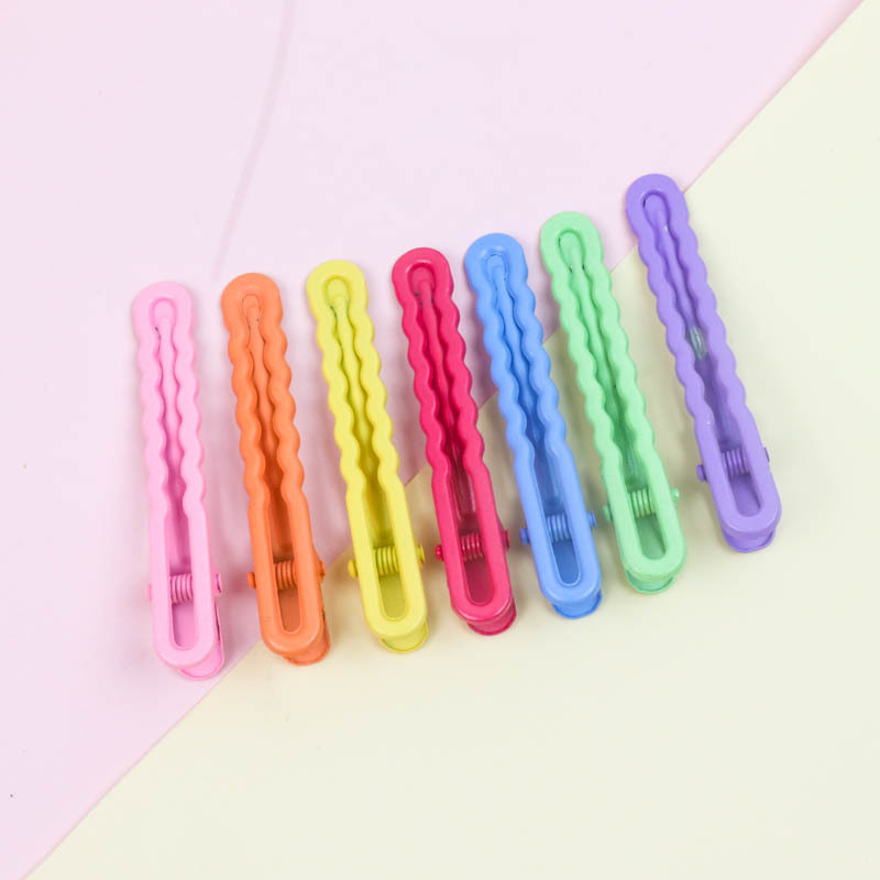 Wave hollow hairpin new Korean style rubber paint duckbill clip candy color matte adult children wave clip