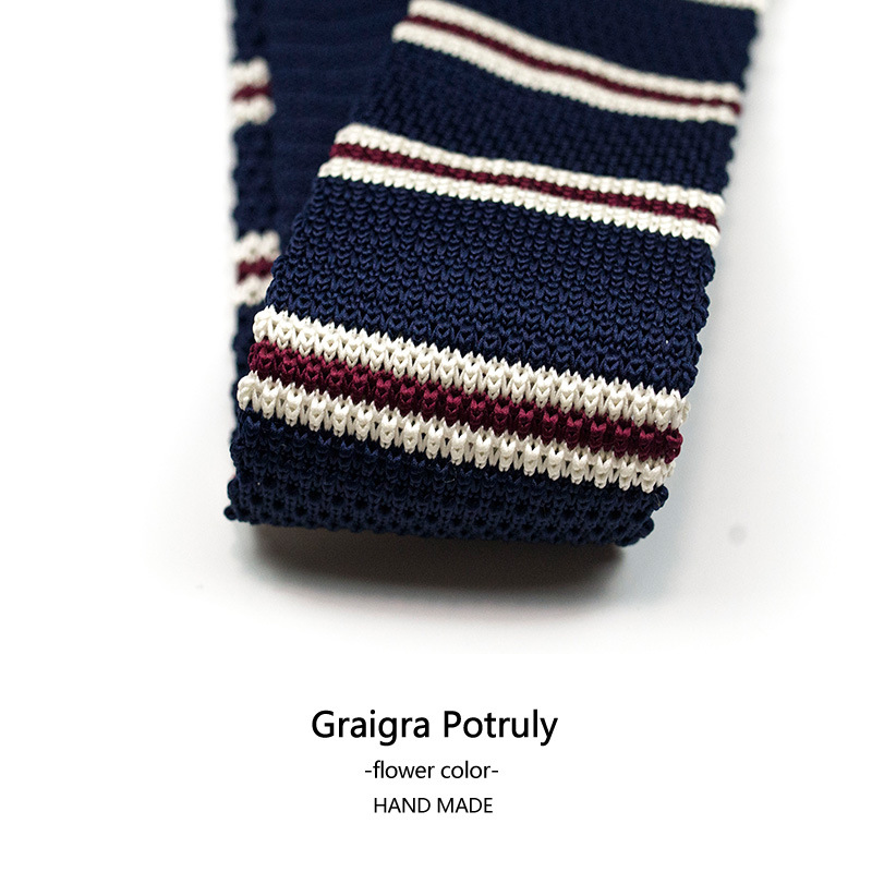 Dark Green Small Tie 5cm Narrow Curry Vintage Striped British Japanese Korean Style Trendy Flat-head Knitted Tie