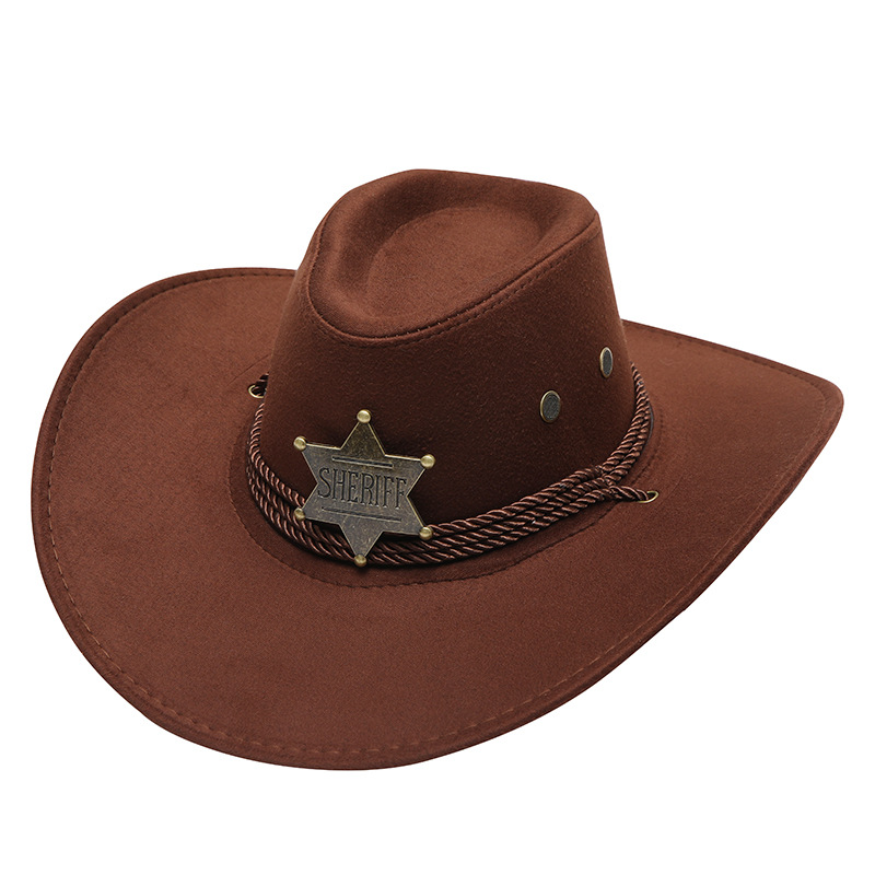 Western cowboy hat men's and women's hat American trend three rope chicken skin velvet travel stereotypes Knight hat cowboy hat