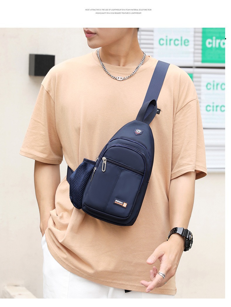 New waterproof crossbody bag fashion chest bag multifunctional Oxford cloth casual shoulder water Cup men's backpack travel
