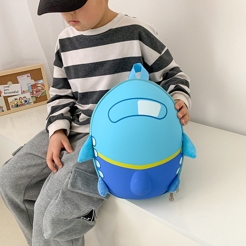 Cute Cartoon Kindergarten Baby Schoolbag Small Plane Backpack Eggshell Boys and Girls Backpack Training Class Early Education Class