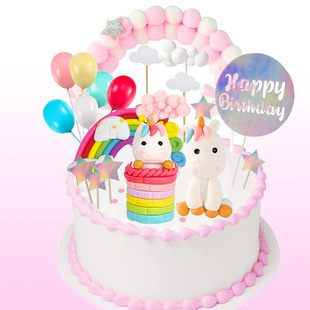 Copyright Unicorn Birthday Cake Decoration Plug-in Rainbow Party Unicorn Cake Decoration Set
