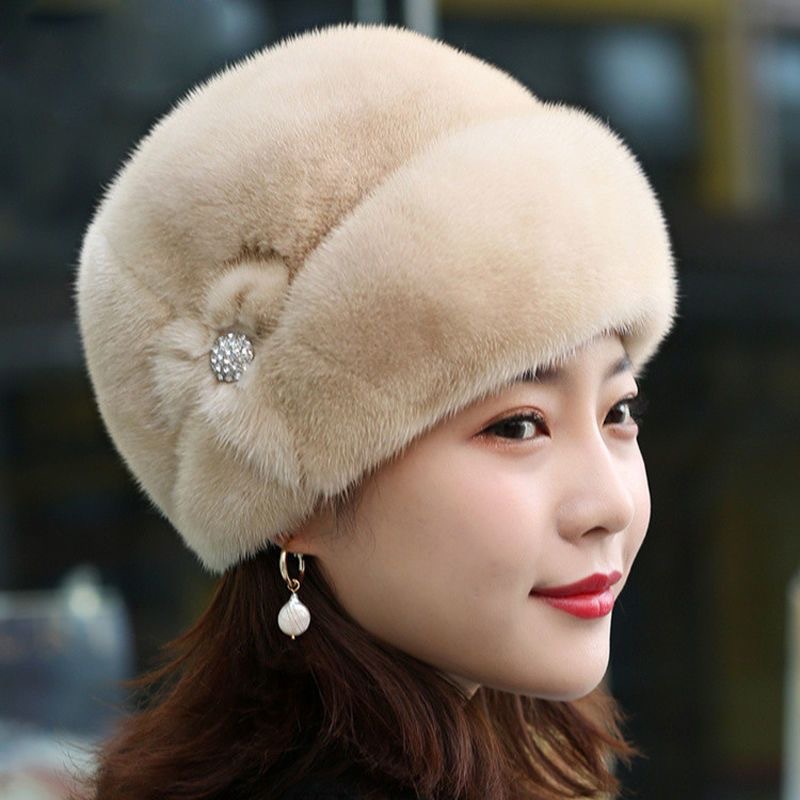 Ear protection winter New Fashion fur elegant hat women's faux mink fur fashion closed toe warm hat top hat