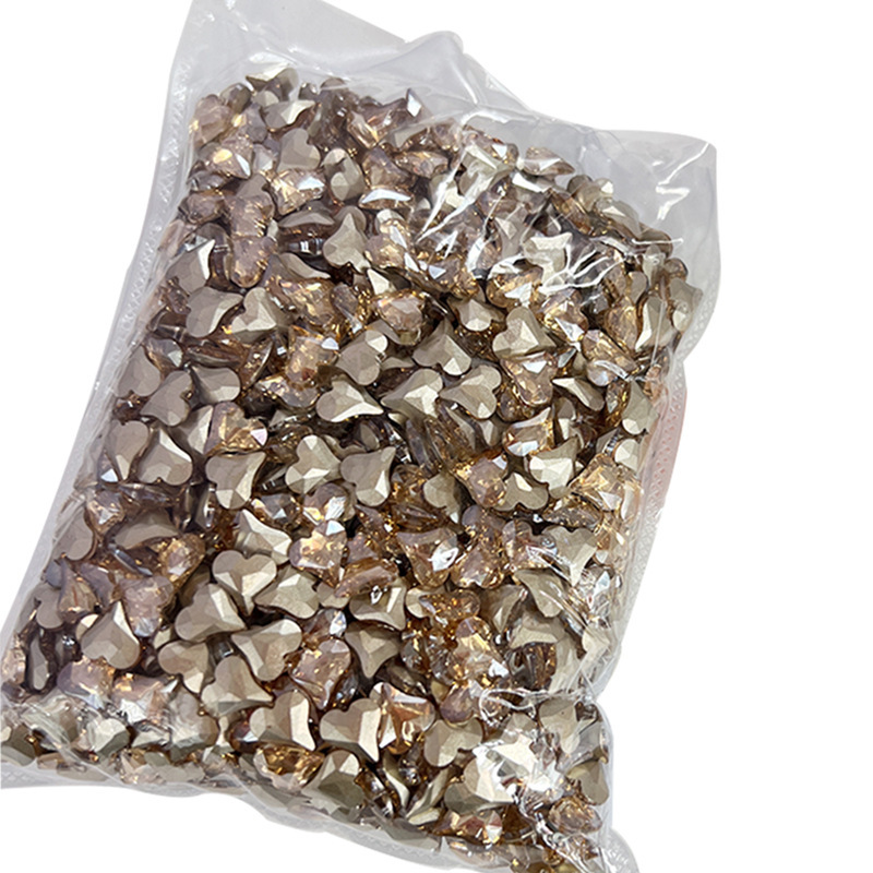 Wholesale whole pack of 360 Champagne pointed bottom Crystal drill large and small water droplets fat square Crooked Heart cross-border nail jewelry