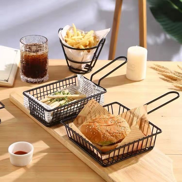 Creative Snack Basket Fries Fried Chicken Snack Basket Iron Storage Basket Internet Celebrity Restaurant Snack Basket Storage Basket