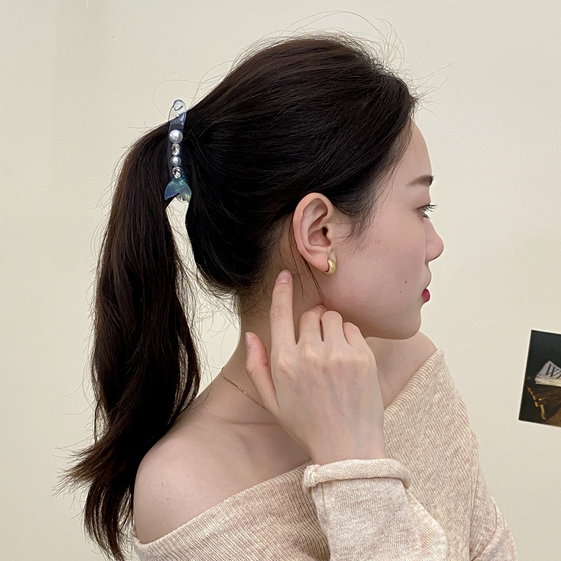 Corea del Sud piccola clip a banana clip a coda di pesce con perle clip verticale per capelli forcina per capelli di alta qualità clip a coda di cavallo con goccia d'acqua clip a torsione carina_voghion.com