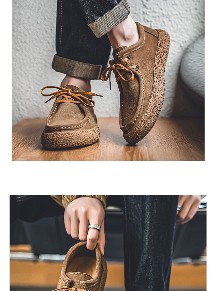Chaussures de mode pour hommes en cuir poncé, chaussures décontractées à semelles souples, chaussures à enfiler pour hommes_voghion.com