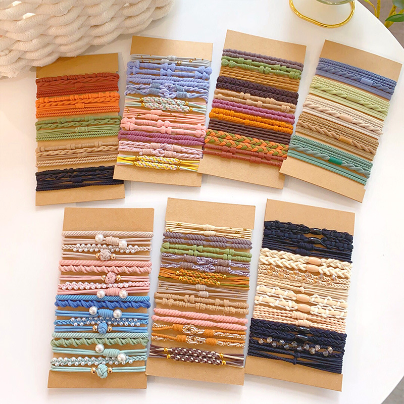 European and American Cross-border Set Headrope Simple Elegant High Elastic Ponytail Hair Rope Bracelet Hair Strap Hair Strap Hair Ring Headwear