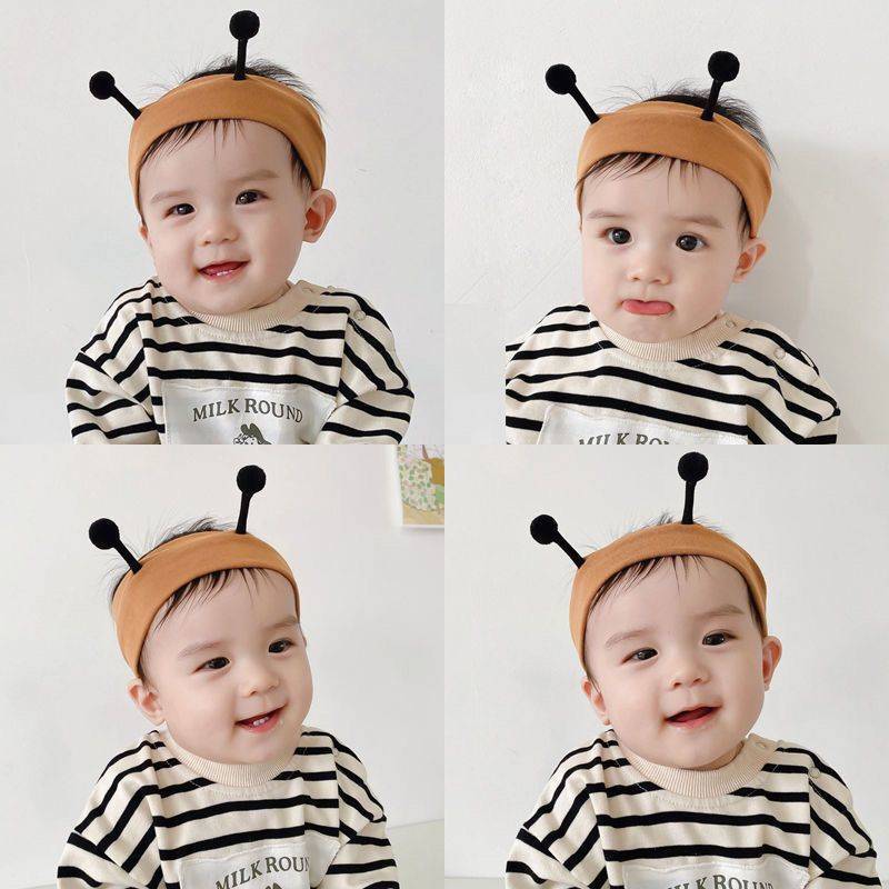 New Baby Halogen Hair Band Spring and Autumn Solid Color Bee Ears Cute Halogen Hat Baby Newborn Headwear