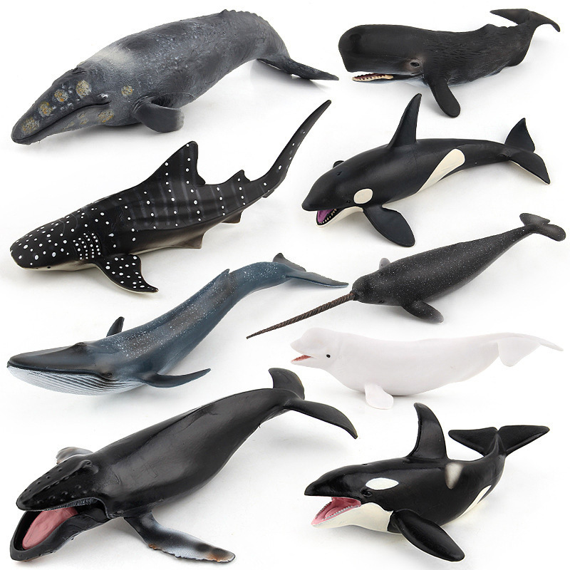 Simulation static solid PVC whale shark fragrance whale blue whale marine animal model ornaments children's toys 9 models
