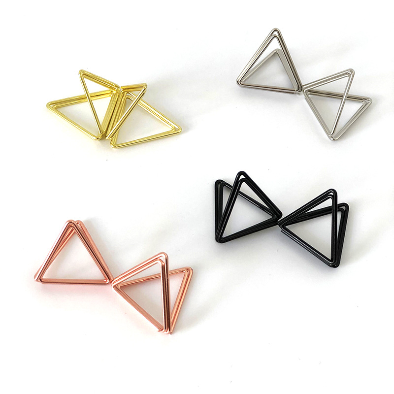 Cross-border creative triangle note message holder three-dimensional metal business card holder desktop photo holder seat clip wholesale