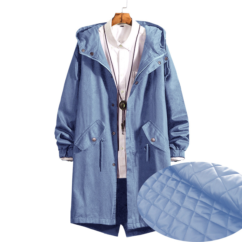 Windbreaker Men's Mid-length Hooded Coat Korean Style Slim-fit Coat New Style Coat Men's Spring and Autumn Handsome Coat