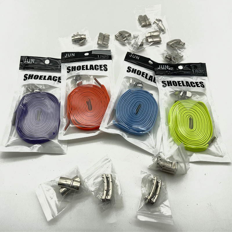 Wholesale self-sealing bag mouth high-end PE rectangular packaging shoelace press buckle magnetic buckle black and white thick decoration