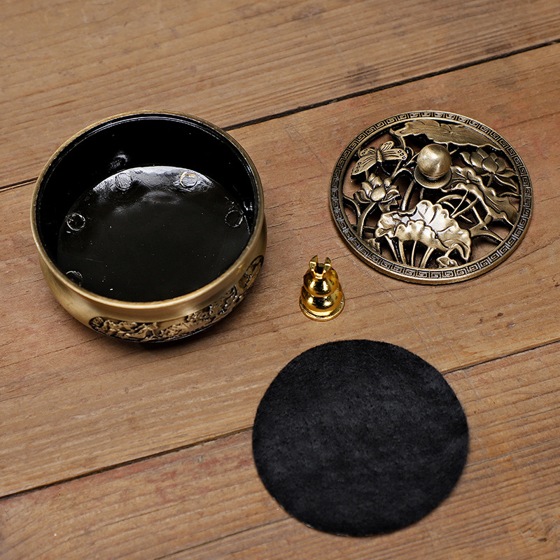 Creative Retro Incense Censer Ornaments Alloy Incense Censer Lotus Leaf Incense Censer Pan Incense Censer Tower Incense Censer Indoor Incense Censer Household