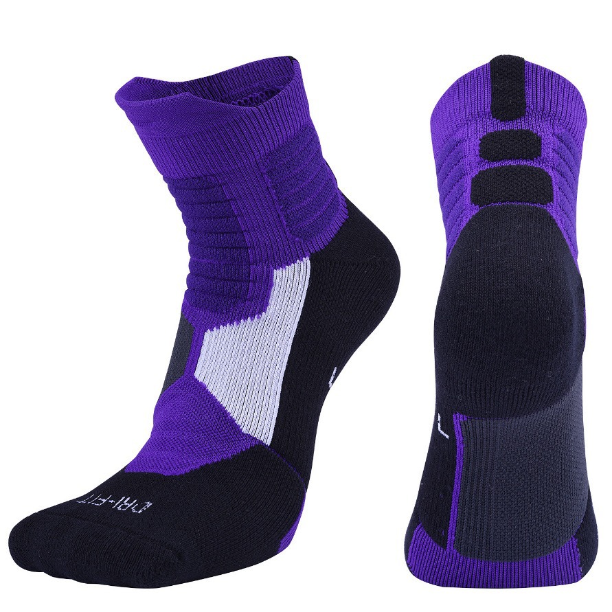 Comfortable breathable sports basketball socks Terry socks mid-barrel basketball socks men and women elite adult left and right foot sports socks