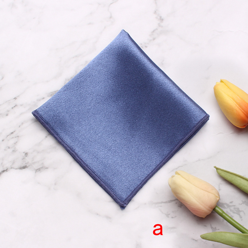 Solid Color British Style Polyester Gossy Pocket Square Men's Suit Banquet Wedding Photography Formal Dress Breast Square Handkerchief